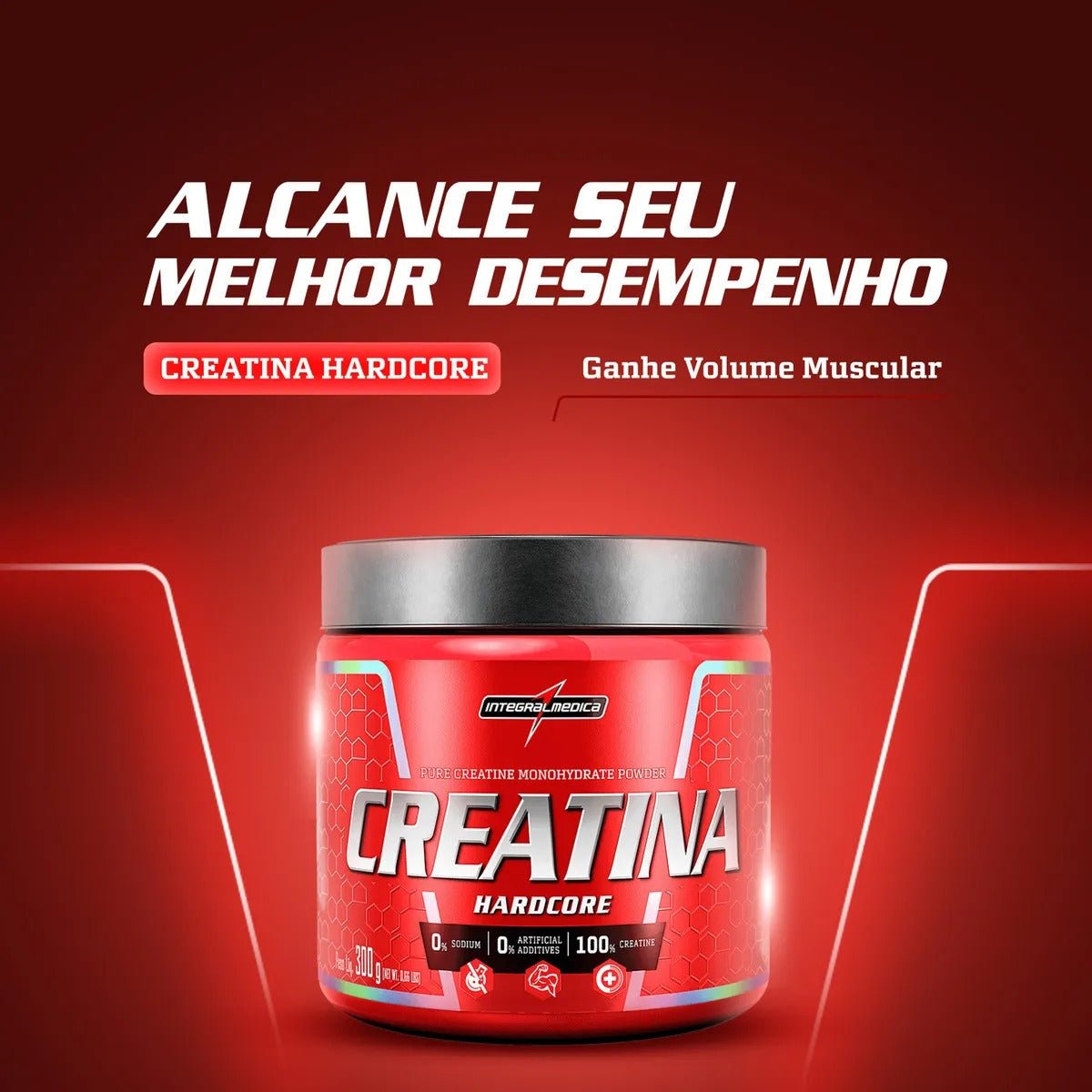 Creatina 100% Pura 300g Hardcore - Evolua Fit Hub